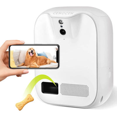CENGCEN Pet Monitoring Camera Dog Treat Dispenser [New 2023 Pro] Two-Way Audio HD WiFi Dog Camera with 130° View Remote Tossing App Compatible with Android/iOS Night Vision Wall Mounted