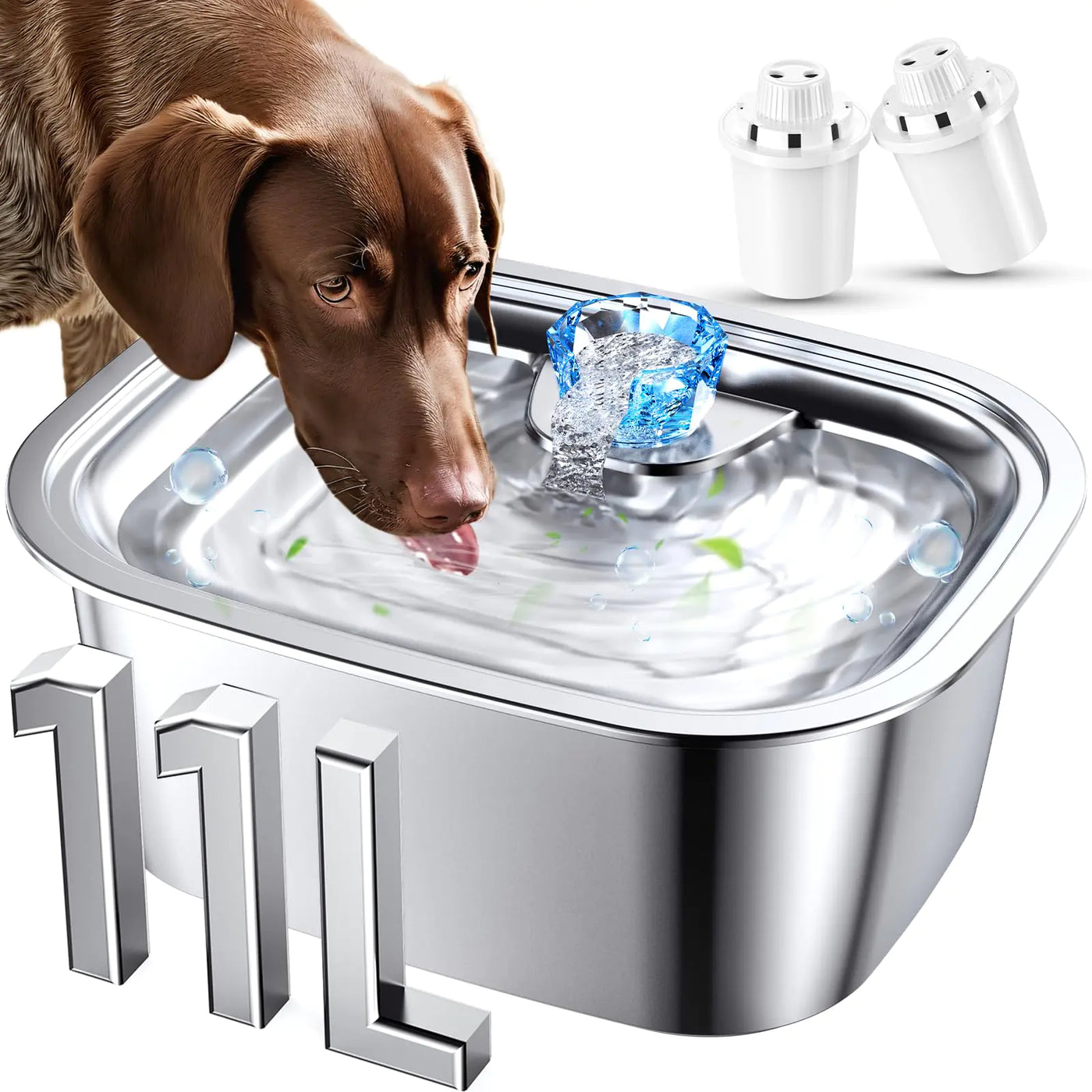 Stainless Steel Dog Water Fountain3 Gallon Large Pet Water