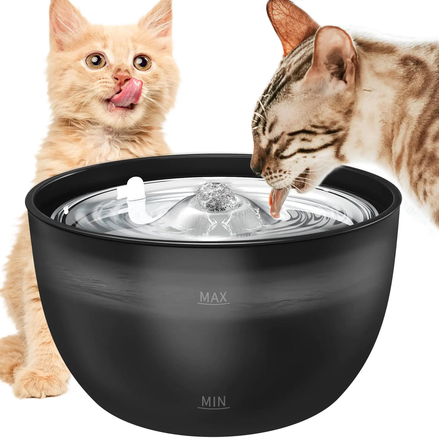 Cat Water Fountain Stainless Steel Tray 102oz/3L Ultra Quiet Pet Fountain for Cats Inside Automatic Cat Water Bowl Dispenser for Cats Dogs Cat Drinking Fountains Visable Water Level Easy to Clean