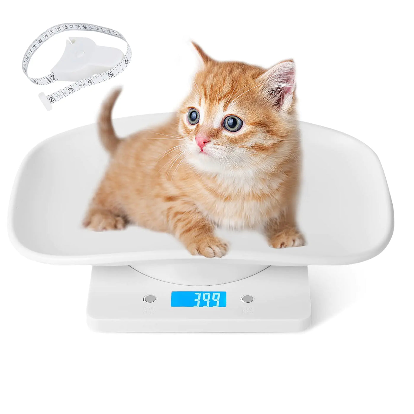 Digital Pet Scales with 1.5m Tape Measure 15Kg Small Weighing Scales LCD Electronic Mini Scale for Precise Measurements of Babies Animals Food Scales for Kitchen Ideal for Pet Owners